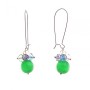 French Hook Earrings with Small Colored Crackle-Effect Beads and Apple-Green Cat's Eye Beads, 55mm
