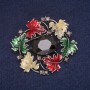 Sale! Leaves Brooch, Enamel with Crystal, Gray Metal 39x43mm
