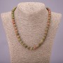 Natural Stone Heliotrope Unakite Necklace, Faceted Bead, Diameter 8mm+-, Length 45cm+