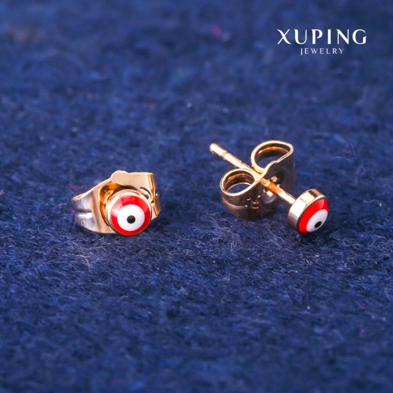 Xuping Stud Earrings Red Eye 4mm 18K Gold Plated
