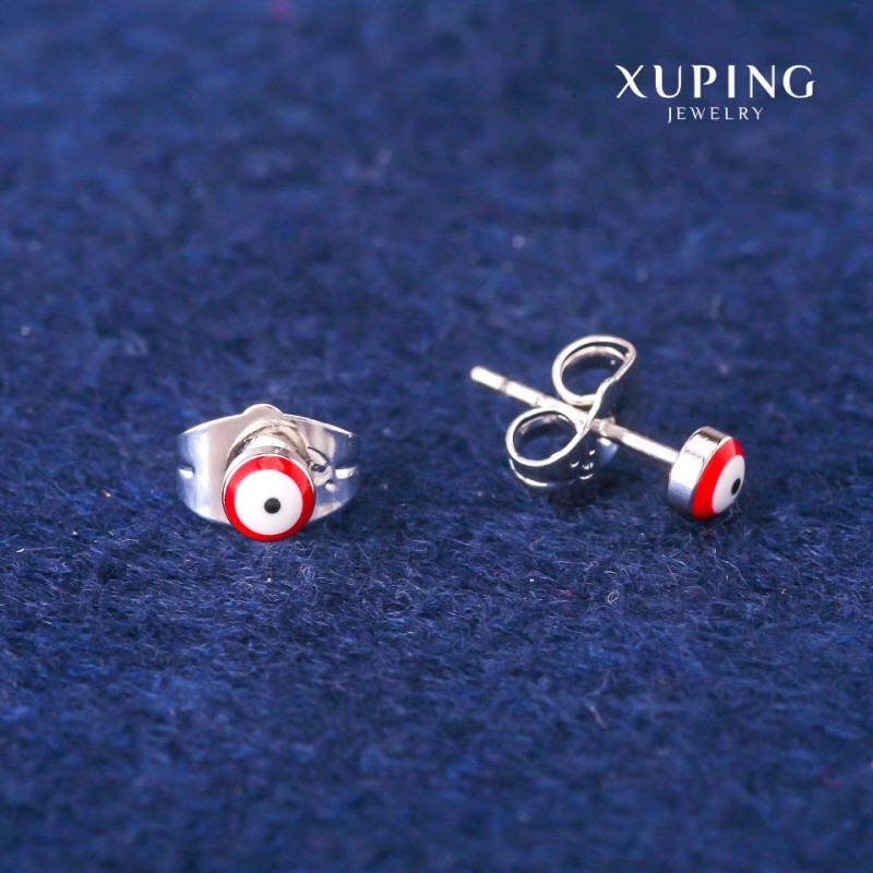 Xuping Stud Earrings Red Eye 4mm Rhodium
