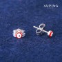 Xuping Stud Earrings Red Eye 4mm Rhodium