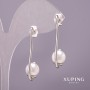 Xuping Earrings with Majorca Pearl, Diameter 10x35mm Rhodium
