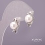 Xuping Earrings with Majorca Pearl, Diameter 10x17mm Rhodium