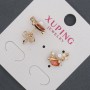 Xuping Stud Earrings with Red Crystals and Majorca Pearl, Diameter 8x13mm 18K Gold Plated