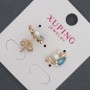 Xuping Stud Earrings with Blue Crystals and Majorca Pearl, 8x13mm 18K Gold Plated