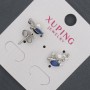 Xuping Stud Earrings with Blue Crystals and Majorca Pearl, Diameter 8x13mm, Rhodium