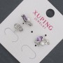 Xuping Stud Earrings with Lilac Crystals and Majorica Pearl, 8x13mm, Rhodium Plated
