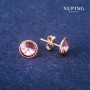 Xuping Stud Earrings with Swarovski Crystals, Lilac Color, 10mm Diameter, 18K Gold Plating