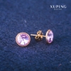 Xuping Stud Earrings with Swarovski Crystals, Lilac Color, Diameter 10mm, 18K Gold Plated