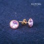 Xuping Stud Earrings with Swarovski Crystals, Lilac Color, Diameter 10mm, 18K Gold Plated