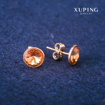 Xuping Stud Earrings with Swarovski Crystals, 10mm Diameter, 18K Gold Plated