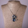 Mushroom Pendant on Chain with Blue and White Crystals, Diameter 39x50mm, Length 75cm
