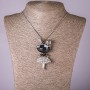 Kitten Pendant on Chain with Crystals, Diameter 35x70mm, Length 75cm
