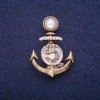 Clearance Anchor Brooch with Beads and Rhinestones, Gold-Tone Metal 28x39mm