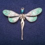 Fairy Brooch with Blue Crystal and Enamel, Gold-Tone Metal 50x60mm