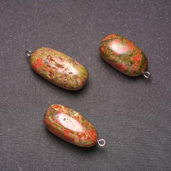 Heliotrope Jasper Stone Pendant 38x18(+-)mm