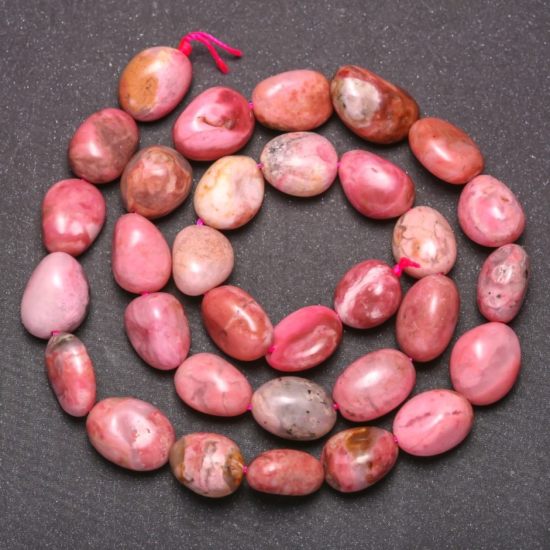 Natural Rhodochrosite Stone Beads, Tumbled, Diameter 8x10 (+/-) mm, Length 38cm