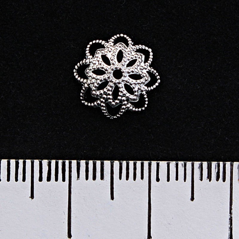 Findings Filigree Bead Cap for Beads, metal color silver, 10mm pack of 24