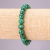 Natural Malachite Stone Bracelet on Elastic Cord, Smooth Round Beads, Diameter 8(+-)mm, Length 18cm