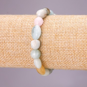 Natural Morganite Stone Bracelet, Stretch, Tumbled, Diameter 8x10 (+/-) mm, Circumference 18cm