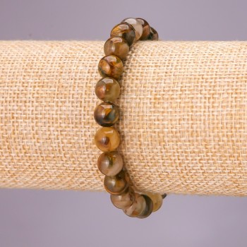 Pietersite Natural Stone Bracelet, Smooth Round, Diameter 8 (+/-) mm, Circumference 18cm (Stretch)