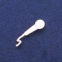 Microphone Brooch, White Enamel, Gold-Tone Metal, 10x41mm