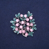 Twig with Pink Cat's Eye Brooch, Green Enamel, Silver-Tone Metal, 51x53mm