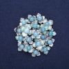 Brooch Flowers with Aquamarine, blue enamel, silver-tone metal 60x62mm