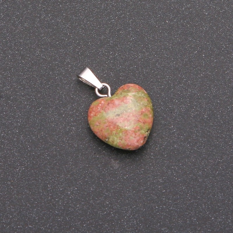 Heart Pendant Heliotrope Jasper 14x14x23mm