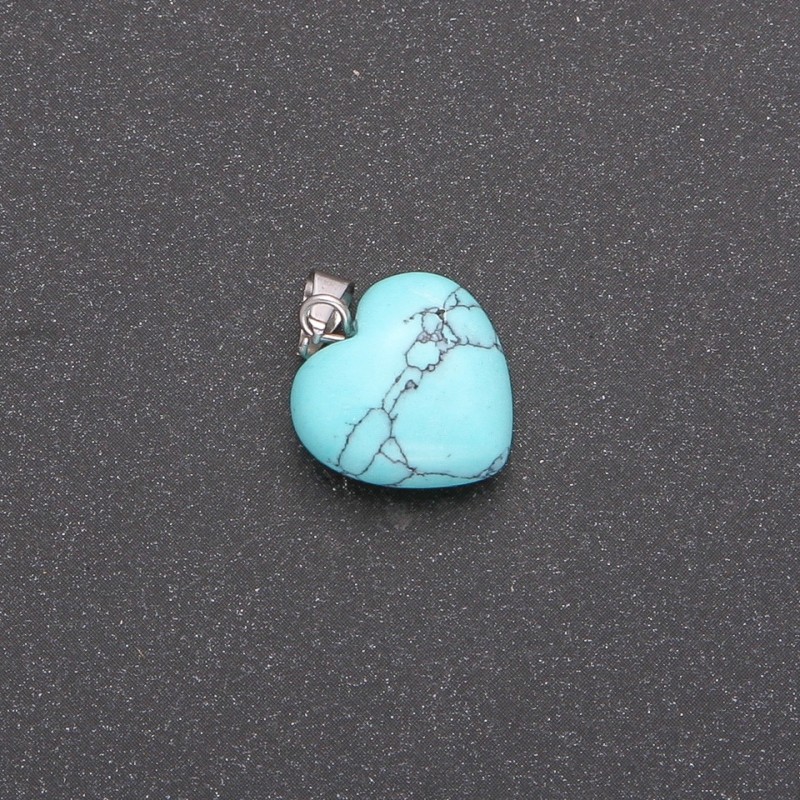 Heart pendant Turquoise (imitation) green 14×14×23 mm (single piece)