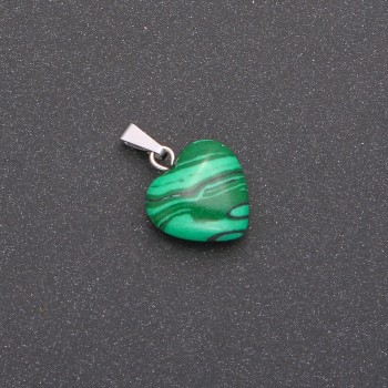 Heart Pendant Malachite (pressed) 14x14x23mm