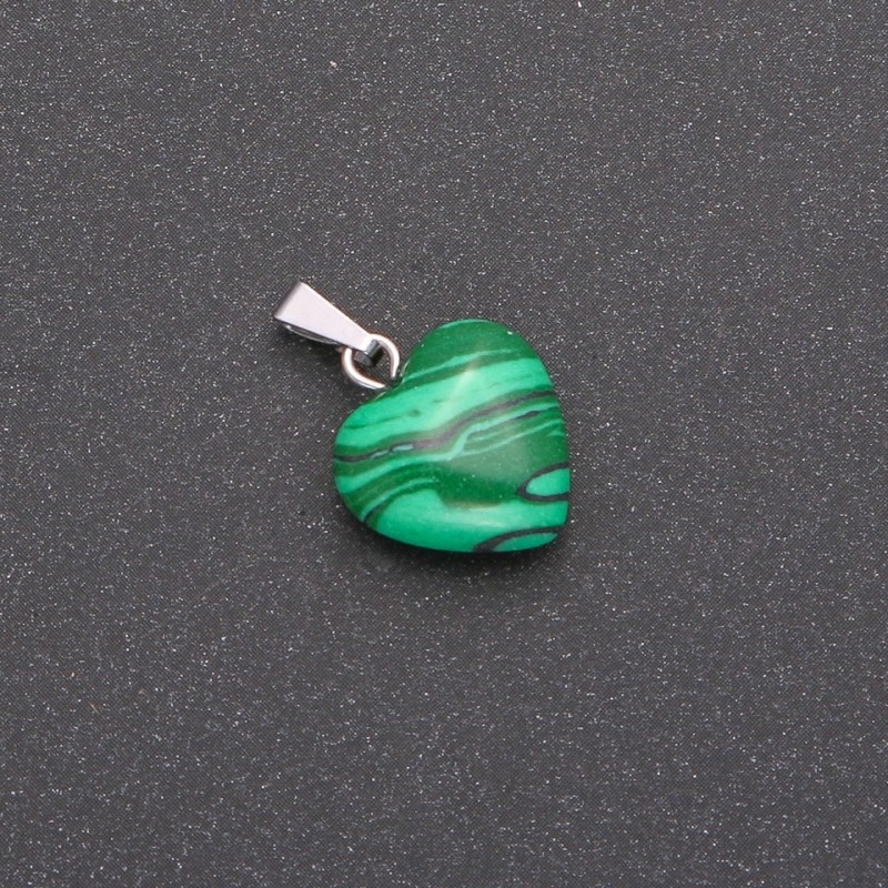 Heart Pendant Malachite (pressed) 14x14x23mm