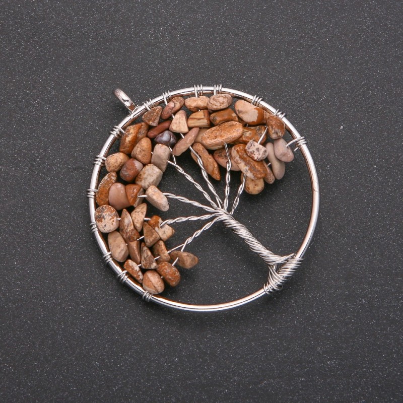 Pendant "Tree of Happiness" Landscape Jasper, 50mm diameter