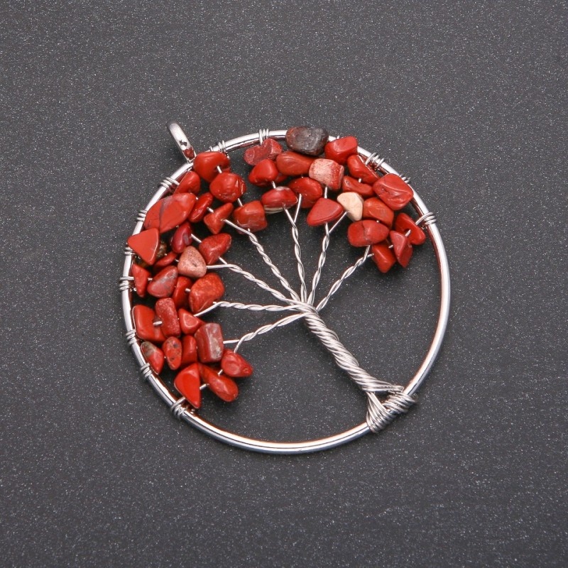 Pendant "Tree of Happiness" Red Jasper, Diameter 50mm