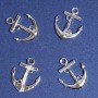 Anchor Pendant Charm with LOVE Inscription, Silver-Tone Metal, 25x20mm, Pack of 4pcs