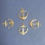 Anchor Pendant Charm with Love Inscription and Black Enamel, Gold-Tone Metal, 25x20mm, Pack of 4pcs