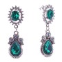 Stud Earrings with Green Crystals 16x50mm
