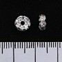 Findings Rondelle Spacer with White Rhinestones, Silver Metal Color, 6mm, 100pcs/pack