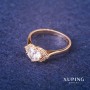 Xuping Ring with White Stone, 18K Gold Plated, Sizes 16, 17