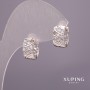 Xuping Earrings with White Stones 6x12mm, Rhodium
