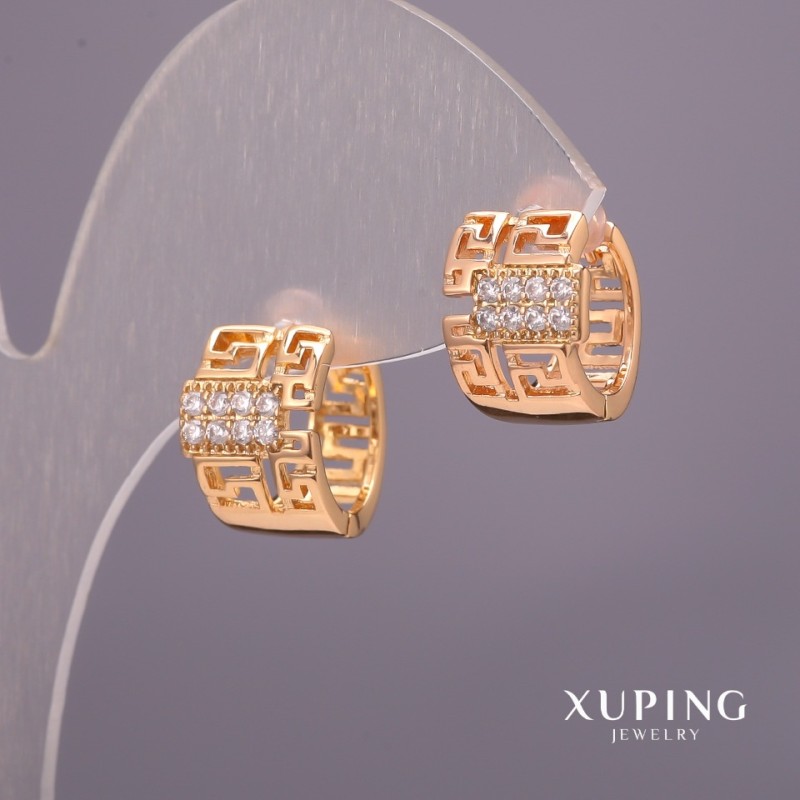 Xuping Earrings with White Stones 9x14mm, 18K Gold Plated