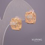 Xuping Earrings with White Stones 9x14mm, 18K Gold Plated