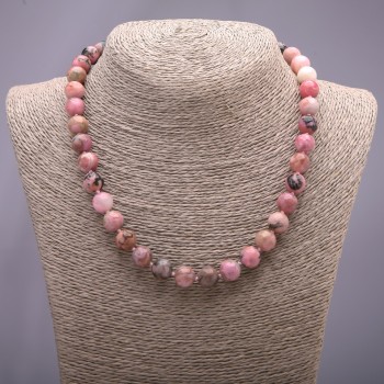 Natural Rhodochrosite Necklace, Smooth Round Beads, 10mm Diameter, 45cm Length