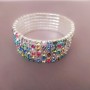 Six-Row Stretch Bracelet with Multicolor Rhinestones, Summer Style, 17cm Circumference