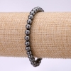 Hematite Bracelet, Smooth Round Bead, Diameter 6mm, Length 18cm on Elastic