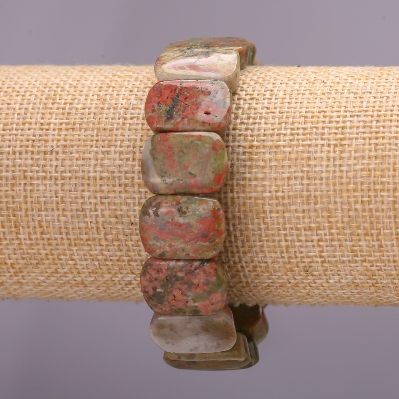 Heliotrope Jasper Bracelet, Link 13x18x6(+-)mm on Elastic, Circumference 18cm