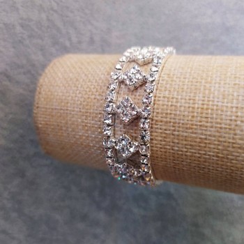 Rhinestone Bracelet "Checkerboard" Two-Row Stretch, 17cm Circumference
