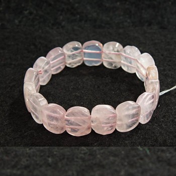 Rose Quartz Bracelet on Elastic, Oval Stones 13x18mm