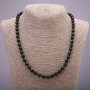 "Agate" (Imitation) Necklace, Black Czech Glass Faceted Round Beads, Diameter 8(+-)mm, Length 45cm